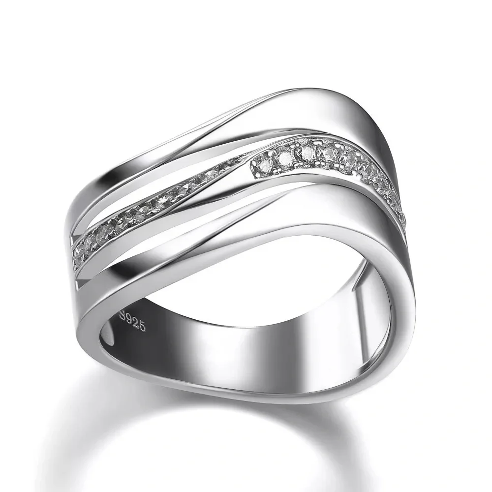 New 925 Silver Three Layers a wave Diamond Ring - Picture 2 of 6